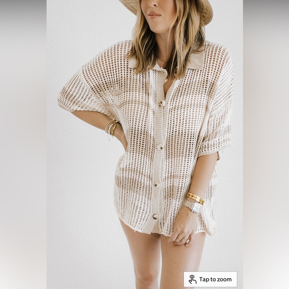 BNWOT, LE LIS Crochet Button Front Top - Picture 4 of 12